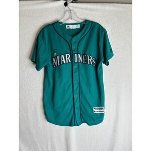 Majestic Seattle Mariners Youth Jersey Teal Green Cool Base Size L 14/16 MLB